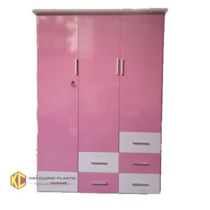 Tủ nhựa 3 cánh 6 hộc màu hồng A25LK