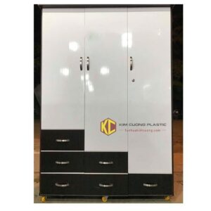 Tủ nhựa 3 cánh 6 hộc trắng đen  A03GS
