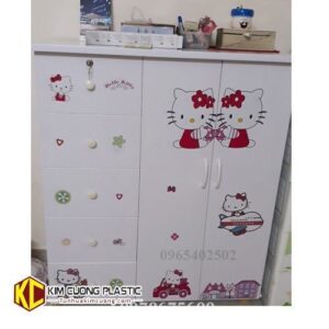 Tủ nhựa baby màu trắng dán tranh