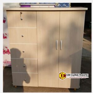 Tủ nhựa trẻ em vân gỗ xám